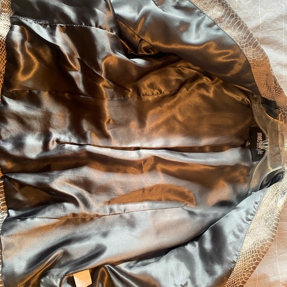 Metrostyle FAUX Snakeskin 100% Leather Jacket Coat size 10, Medium Silver Ivory - Picture 5 of 7